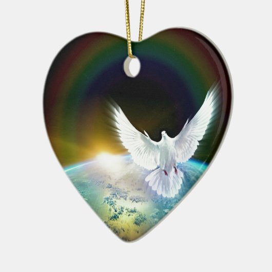 Taube von Friedensheiliger Geist über Erde mit Keramik Ornament (Links)