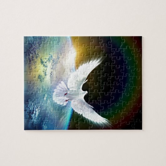 Taube von Friedensheiliger Geist über Erde mit Puzzle (Horizontal)