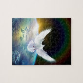 Taube von Friedensheiliger Geist über Erde mit Puzzle (Horizontal)