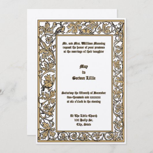 Tauben an der Blumenblättergrenze Einladung (Vorne/Hinten)