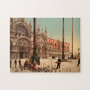 Tauben auf dem Markusplatz in Venedig Italien Puzzle