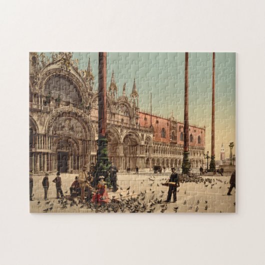 Tauben auf dem Markusplatz Venedig Italien Puzzle (Horizontal)