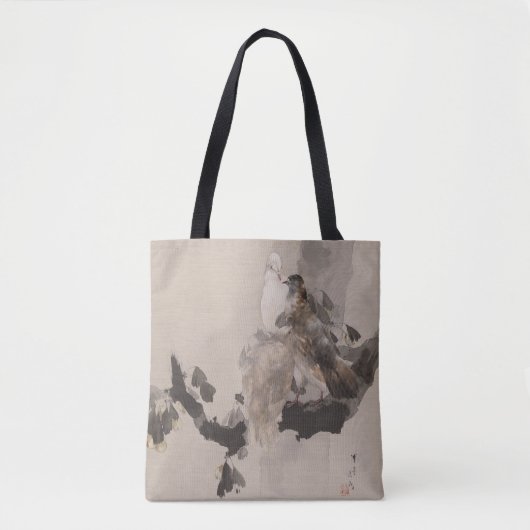 Tauben auf einem Baum von Watanabe Seitei Tasche (Vorderseite)