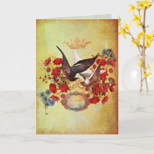 Tauben der Liebe Karte (Gelbe Blume)