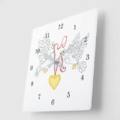 Tauben der Liebe Quadratische Wanduhr (Winkel)