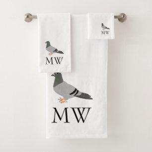 Tauben-Design monogrammiert Badhandtuch Set