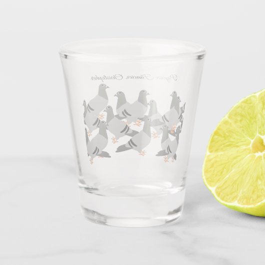 Tauben Design Shot Glass Schnapsglas (Rückseite)