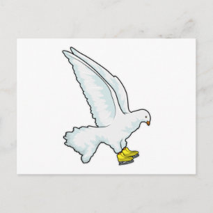 Tauben Eislaufen Schlittschuhe Postkarte