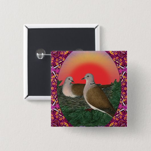 Tauben Gerahmt Button (Vorne & Hinten)