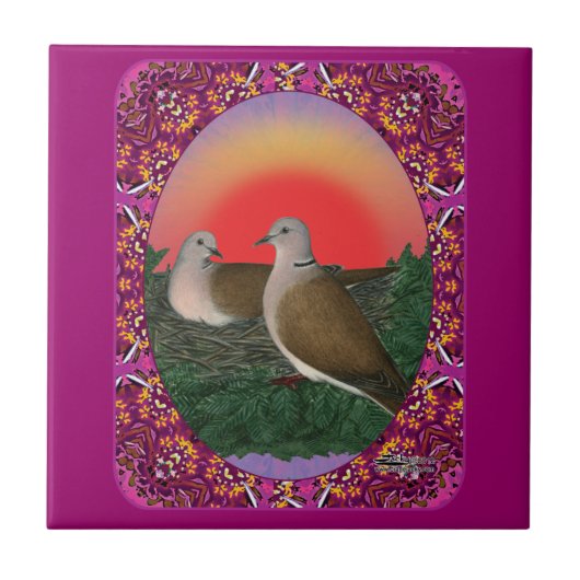 Tauben Gerahmt Fliese (Vorderseite)