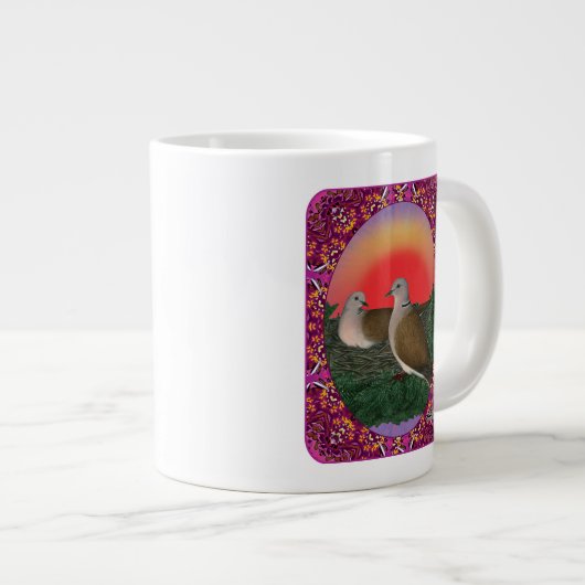 Tauben Gerahmt Jumbo-Tasse (Vorderseite Rechts)
