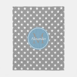 Tauben-Grau und blaue Stern-Monogramm Carolinas Fleecedecke