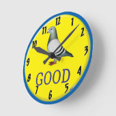 Tauben-GUT! Runde Wanduhr (Winkel)