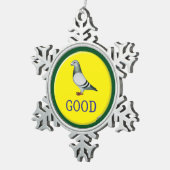 Tauben-GUT! Schneeflocken Zinn-Ornament (Rechts)