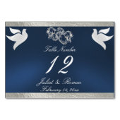 Tauben & Herz - Blau/Silber-Tischnummer Tischnummer (Vorderseite)