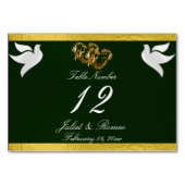 Tauben & Herz - Smaragd/Gold-Tischnummer Tischnummer (Vorderseite)