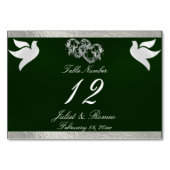 Tauben & Herz - Smaragd/Silberne Tischnummer (Rückseite)