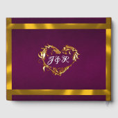 Tauben, Herz und Band - Lila/Gold Gästebuch (Rückseite)