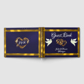 Tauben, Herz und Band - Navy Blue/Gold Gästebuch (Voll)