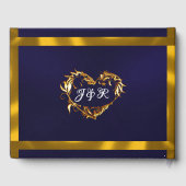 Tauben, Herz und Band - Navy Blue/Gold Gästebuch (Rückseite)