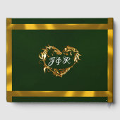 Tauben, Herz und Band - Smaragd/Gold Gästebuch (Rückseite)