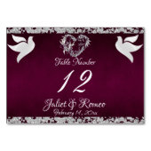 Tauben, Herz und Glitzer - Tischnummer (Vorderseite)