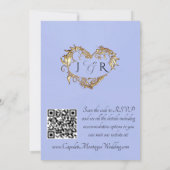 Tauben, Herzen, QR-Code - Blaue Perle/Gold Einladung (Rückseite)
