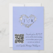 Tauben, Herzen, QR Code - Blaue Perle/Silber Einladung (Rückseite)