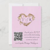 Tauben, Herzen, QR Code - Pink Pearl/Gold Einladung (Rückseite)