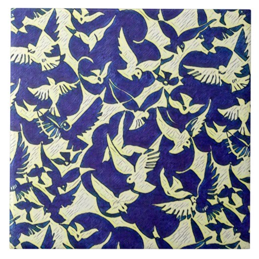 Tauben im Flug Fliese (Vorderseite)