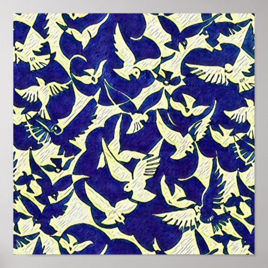 Tauben im Flug Poster (Vorne)