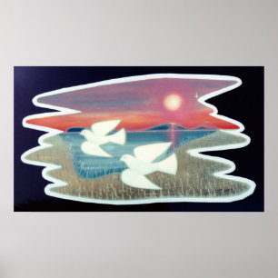 Tauben im Flug Poster