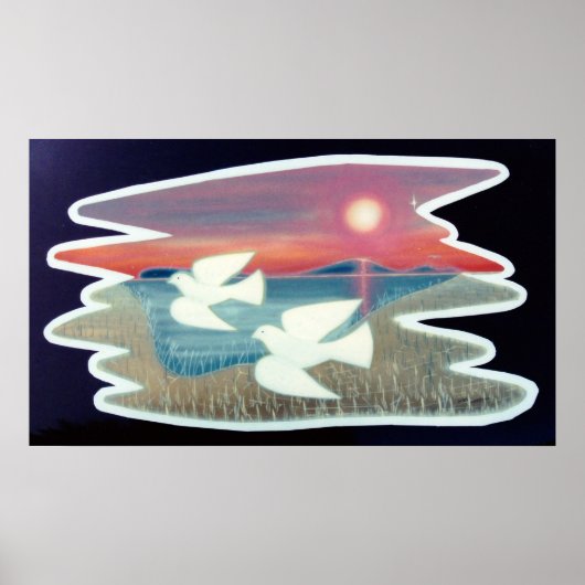 Tauben im Flug Poster (Vorne)