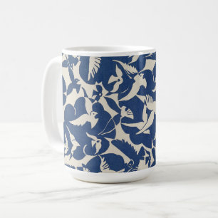 Tauben im Vintagen Vogeldesign in Weiß und Blau Kaffeetasse