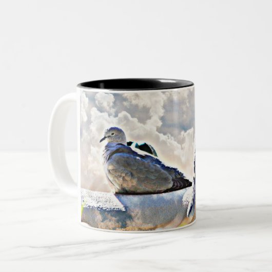 Tauben in der Himmels-Kaffeetasse/Tasse Zweifarbige Tasse (Vorderseite Links)