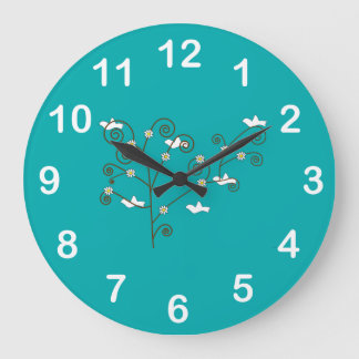 Tauben in einer Baumwall-Uhr Große Wanduhr