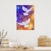 Tauben in Twilight | Lebhaft farbig Poster (Küche)