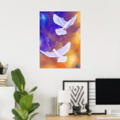 Tauben in Twilight | Lebhaft farbig Poster (Heimbüro)