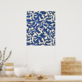Tauben in Weiß und Blau Poster (Küche)