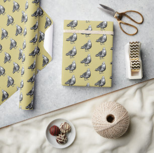 Tauben Kunstwerk Schwarz-Weiß-Vogel-Skizze Geschenkpapier