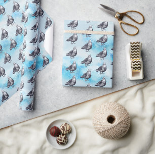 Tauben Kunstwerk Schwarz-Weiß Vogel Skizze Geschenkpapier