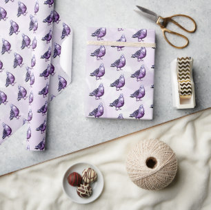 Tauben Kunstwerk Schwarz-Weiß-Vogel-Skizze Geschenkpapier