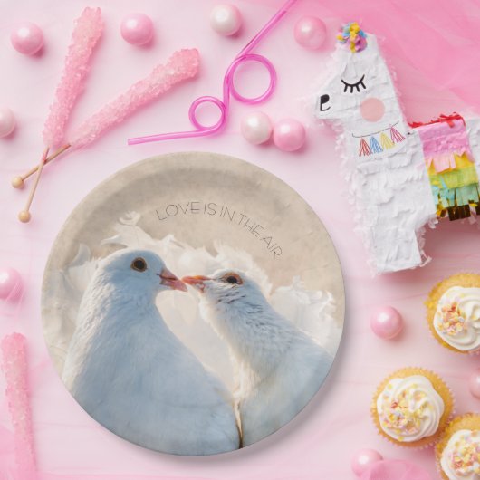 Tauben küssen - Liebe ist in der Luft Pappteller (Party)