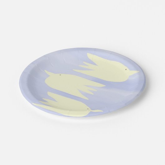 Tauben Malkunst Pappteller (Schrägansicht)