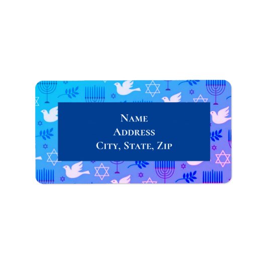 Tauben, Menorah und Sterne Adressaufkleber (Vorne)
