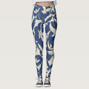 Tauben mit weißem und blauem Muster Legierung Leggings