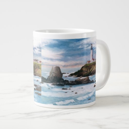 Tauben-Punkt-Leuchtturm Jumbo-Tasse (Vorderseite Rechts)