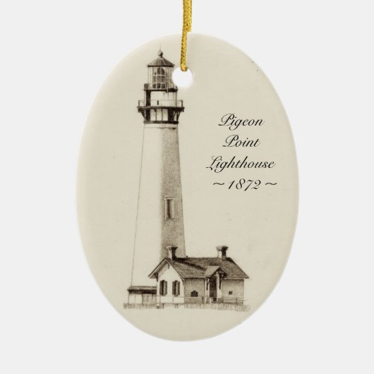 Tauben-Punkt-Leuchtturm-Verzierung Keramik Ornament (Vorne)