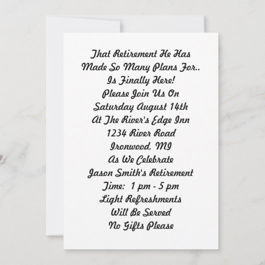 Tauben Roost Man Rente Party Einladung (Rückseite)