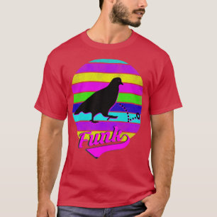 Tauben spielen Ping Pong Neon Vintage Sonnenunterg T-Shirt